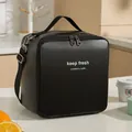Borsa termica grande in PU per il pranzo in nero con tracolla regolabile resistente - Stile a spalla / nero classico
