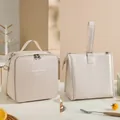 Borsa termica in pelle PU bianca con tracolla regolabile e design portatile per il pranzo - Set di 2 pezzi / Bianco Elegante