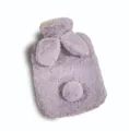 Housse de bouillotte en peluche violette avec oreilles de lapin pour l'hiver - 500ml / Mauve Clair