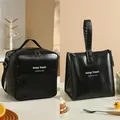 Borsa termica in pelle PU nera con due stili portatili e chiusura a cerniera lampo - Set di 2 pezzi / nero classico