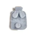 Bouillotte en peluche lapin gris doux avec oreilles de lapin et queue en pompon - 500ml / Gris clair