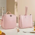 Borsa termica in PU rosa con stampa 'keep fresh' e tracolla regolabile per il pranzo - Set di 2 pezzi / Rosa intenso