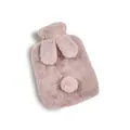 Soft plush rabbit ear hot water bottle in dusty rose pink featuring a fluffy pom-pom tail - Rabbit Ears & Pom Pom Style / 500ml / Pink