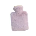 Soft pink rabbit plush faux fur cover for water-injection hot water bottle for winter warmth - Simple Style / 500ml / Pink