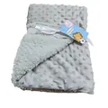 Couverture bébé double couche en minky à pois gris et polaire sherpa blanche - 100x70cm / Gris clair