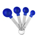 4-delige blauwe maatlepelset met roestvrijstalen handgrepen voor bakken en koken - Donkerblauw Maatlepel / 4-Delige Set + PP-Zak