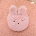 Cute pink rabbit plush hot water bag cover with soft faux fur for winter warmth and comfort - Squinty Eye Rabbit / 400ml / Pink
