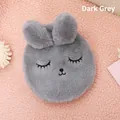 Soft plush rabbit-shaped hot water bottle cover for winter warmth in dark grey finish - Squinty Eye Rabbit / 400ml / Dark Gray
