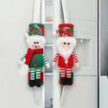 Christmas Santa and Snowman theme refrigerator handle covers for double door kitchen decor - Santa Claus & Snowman Set / 2PCS
