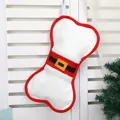 Plush bone shaped Christmas stocking with Santa belt design for fireplace hanging - Bone Shape