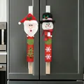 Christmas refrigerator handle covers with Santa and Snowman cartoons for kitchen decor - Santa Claus and Snowman / 2-Piece Set