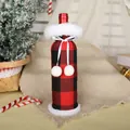 Festive red and black buffalo plaid Christmas wine bottle cover with white faux fur trim. - Black and Red Plaid