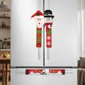 Weihnachtliche Kühlschrankgriffabdeckungen mit süßem Weihnachtsmann und Schneemann - Dreiteiliges Set / 37x14.5cm/34x15cm / bunt