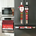 Festive Santa and Snowman Christmas refrigerator handle covers set for kitchen decor - 5-Piece Set (XD27130)