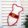 Bone-shaped Christmas stocking for pets featuring a festive red Santa belt design. - Fish Shape