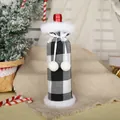 Christmas wine bottle cover with black and white plaid and white faux fur trim. - Black And Grey Plaid Style