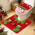 Copriwater elfo di Natale festivo e set di tappetini coordinati per il bagno - Stile Elfo Rosso