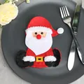 Porte-couverts créatif en feutrine Père Noël pour décoration de table et fêtes de Noël - Porte-Couverts Père Noël (XD27107)