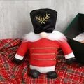 Festive Christmas gnome soldier plush decoration with red nutcracker suit and black hat - Sitting Soldier Style (Red) / Red