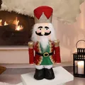 Large plush Christmas nutcracker soldier ornament in red and green with gold sequins - Red Style (XD26703)