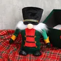 Handmade plush Christmas soldier gnome doll featuring a festive nutcracker costume design - Sitting Soldier Style (Green) / Green