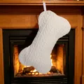 Chaussette de Noël tricotée blanche en forme d'os pour décoration de fête d'animaux - Blanc