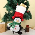 Adorabile calza di Natale pinguino rosso e bianco con sciarpa verde per decorazione sacchetto regalo - Stile Pinguino