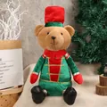 Cute plush Christmas bear ornament in soldier outfit for festive home decor - Green Bear Ornament