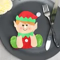 Mignon sac porte-couverts elfe de Noël en feutre pour décoration de table de fête - Porte-Couverts Elfe de Noël (XD27107)