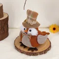Décoration de chouette de Thanksgiving avec chapeau à carreaux pour décor d'automne - Style Hibou Orange