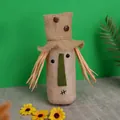 Rustic Thanksgiving burlap scarecrow doll with a straw hat for festive home decoration - Hat Style Doll