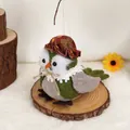 Décoration hibou en peluche pour Thanksgiving avec chapeau fleuri rouge et corps vert - Style Hibou Vert