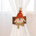 Decorative Thanksgiving scarecrow curtain tieback with orange hat and plaid scarf - Female Scarecrow Style (XD25511)