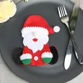 Porte-couverts créatif en feutre Père Noël pour la décoration de table de Noël - Porte-Couverts Gnome de Noël (XD27107)