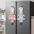 Schattige pluche konijn koelkast handgreep covers in roze en blauw voor Pasen - Roze Blauw Konijn Set / Roze en Blauw Konijn Set