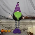 Halloween plush gnome with green beard and striped retractable legs for festive home decor - Telescopic / Purple Hat Style