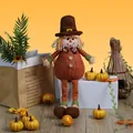 Handmade Thanksgiving scarecrow doll with long legs for autumn harvest home decor - Male Style / Brown Hat Orange Clothes