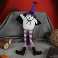 Halloween ghost plush doll with purple witch hat and long striped legs - Purple Hat with Cloak Sitting Style