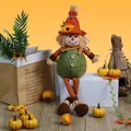Autumn harvest scarecrow doll with sunflower hat and striped legs for Thanksgiving decor - Female Style / Red Hat Green Clothes