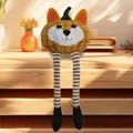 Harvest theme fox plush doll with pumpkin body and long striped legs for home decor. - Fox Design Ornament / Yellow