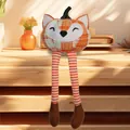 Autumn harvest pumpkin fox plush doll with long orange and white striped hanging legs - Fox Design Ornament / Orange