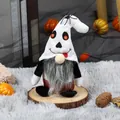 Adorable Halloween plush ghost gnome doll with spider hat for spooky home decoration - Ghost Style / White