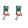 Set of 2 festive Christmas stockings featuring Santa Claus with dangling striped legs - Santa Claus Style / 2 Pieces/Pack