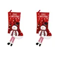 Set of 2 festive red Christmas stockings featuring a cute snowman design for home decor - Snowman Head / 2 Pieces/Pack