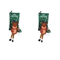 Set of two festive green Christmas stockings featuring a cute 3D reindeer design - Elk Style / 2 Pieces/Pack