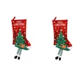 2pcs red Christmas stockings featuring a cartoon tree playing a guitar for home decor - Christmas Tree / 2 Pieces/Pack