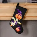 Halloween decorative black stocking with pumpkin scarecrow print for festive gift bag hanging - Scarecrow
