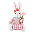 Simpatico coniglietto di Pasqua di peluche con vestito a scacchi rosa decorazione - Rosa