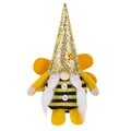 Handmade bee festival plush gnome doll featuring yellow wings and gold sequin tall hat - Bee Braid Style (XD23134) / No-face Braid Style