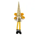 Bee festival gnome plush toy with golden sequin hat and long legs, yellow wings decoration - Braid Style